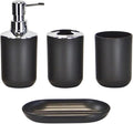 4pcs Bathroom Accessories Set, Toothbrush Holder Tooth Mug Soap Dish Liquid Bottle Bathroom Set Shower Countertop Vanity Organizer(Black)