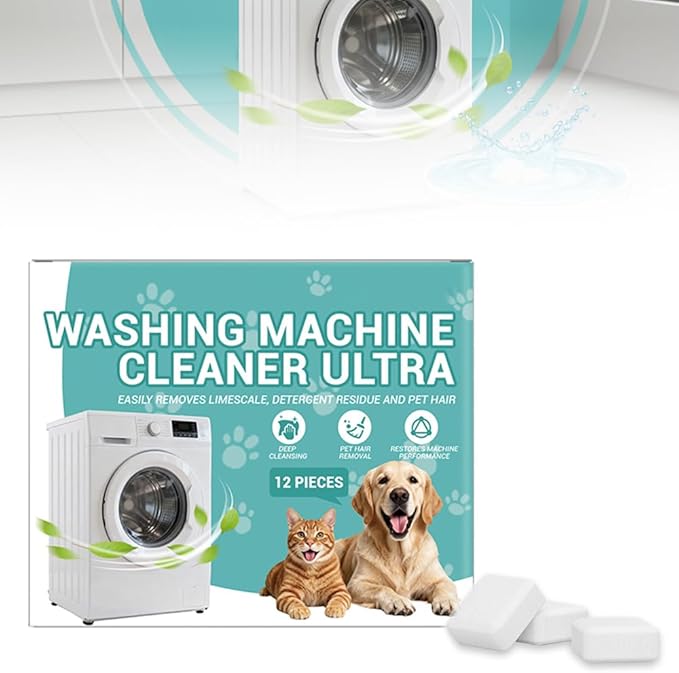 Washing Machine Cleaner Descaler 12 Pack - Deep Cleaning Tablets For Front Loader & Top Load Washer,Helps Remove Residue, Hard Water Buildup & Odor-Causing Deposits (1 pcs)