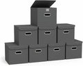 Closet Organizers Fabric Storage Bins With Lids Collapsible Cube Storage Organizer Basket With Handles,Storage Boxes for Clothes Storage,Office,Laundry,Shelves,8 Pack,（Grey）