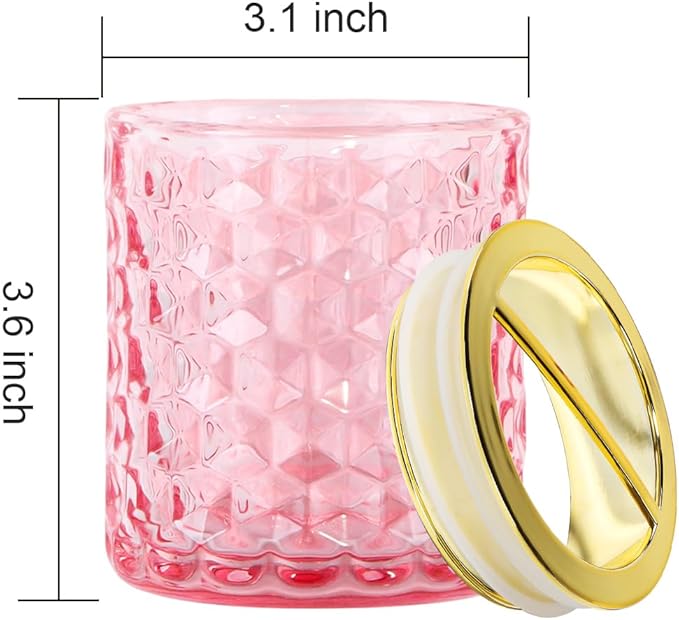 2pcs Pink Toothbrush Holders for Bathrooms, Glass Toothbrush Holder and Bathroom Tumbler Cup Set, Gold Bathroom Tooth Brush Cup Organizer for Brushes,Toothpaste and Razor
