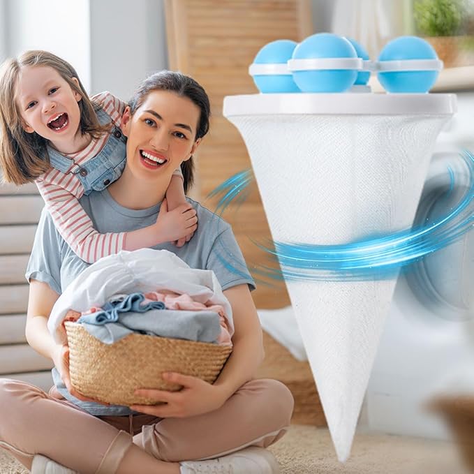 3Pcs Floating Hair Filtering Mesh Removal, 2025 New Reusable Lint Catcher for Washing Machine, Hair Remover Mesh Bag for Dog & Cat Hair Laundry (Mix)