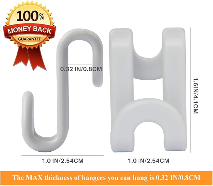 Clothes Hanger Connector Hooks, Outfit Hanger Extender Clips, Hangers Accessory, Not Suitable for Wooden Hangers, Heavy Duty Space Saving for Closet 60 Pcs (Grey)