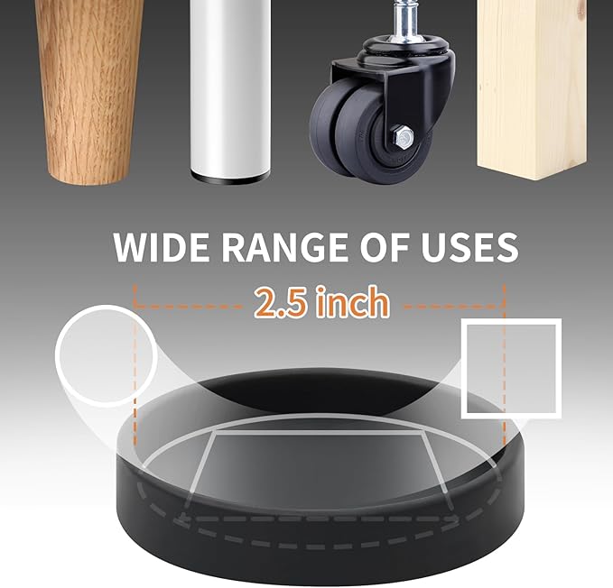 Ezprotekt Non Slip Furniture Pads, 16 Pcs 2.5" Anti Slip Rubber Caster Cups, Anti Skid Furniture Coasters for Hardwood Floors, No Slide Furniture Gripper, Furniture Stoppers to Prevent Sliding(Black)