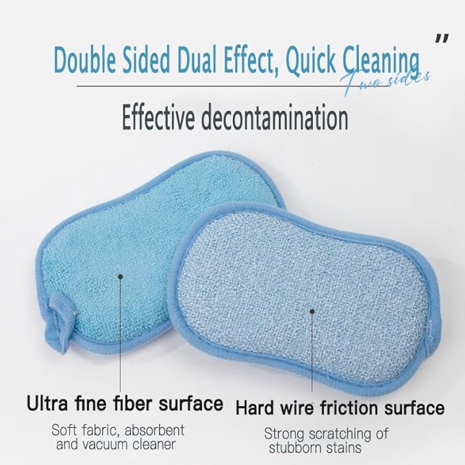Dish Sponge Kitchen Sponges,Scrub Sponges,Double Sided Cleaning,Non Scratch,Ultra fine Fiber Wiping+Stainless Steel Wire to Remove Stubborn Stains,Durable Thickening (Large 12-Pack)