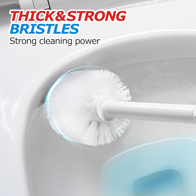 2Pack 2 in 1 Toilet Brush and Plunger Set, Toilet Bowl Brush Plunger Set,Extended Handle Plunger,Bathroom Cleaning Tools,Toilet Brush Plunger Combo,Cleaning Brush（Pearl White，21inch）