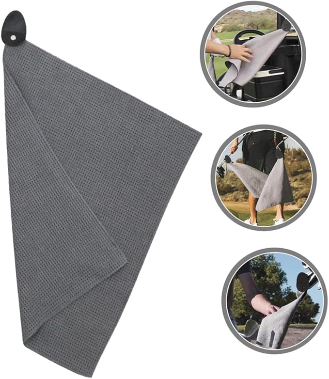 Alipis Magnetic Golf Ball Towel Microfiber Quick-Dry Sports Golf Accessory Outdoor Sweat Absorbent Cleaning Cloth