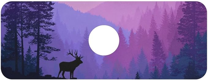 Kitchen Sink Splash Guard 1 PC 14.7 Inch Sink Faucet Mat Splash Guard for Bathroom Countertop Water Absorbent Foldable Cuttable Soft Washable Purple Stag Mountains and Forest