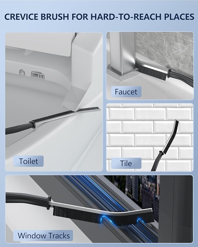 Leebein Electric Toilet Brush and Holder Set, 2025 New Toilet Bowl Scrubber Kit with 8 Replaceable Brush Heads, Disposable Toilet Brush with 6 Wand Cleaner Refills, 2 Pcs Crevice Cleaning Brush