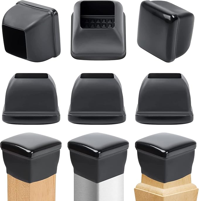 Ezprotekt 8 Pcs Chair Sliders for Carpet, Square Carpet Teflon Furniture Pads, Chair Glides for Carpet, Bar Stool Leg Protectors Caps, Furniture Sliders for Table, Chair, Sofa Legs (XL Fit: 1.5" - 2")