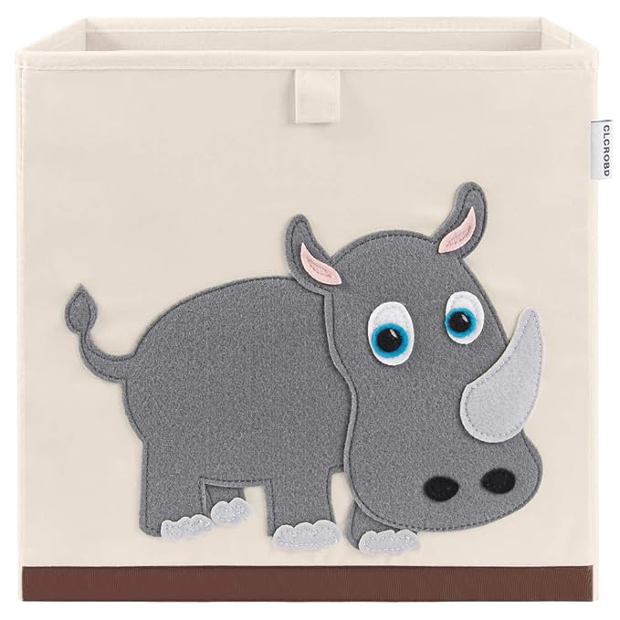 CLCROBD Foldable Animal Cube Storage Bins Fabric Toy Box/Chest/Organizer for Kids Nursery, 13 inch (Rhino)