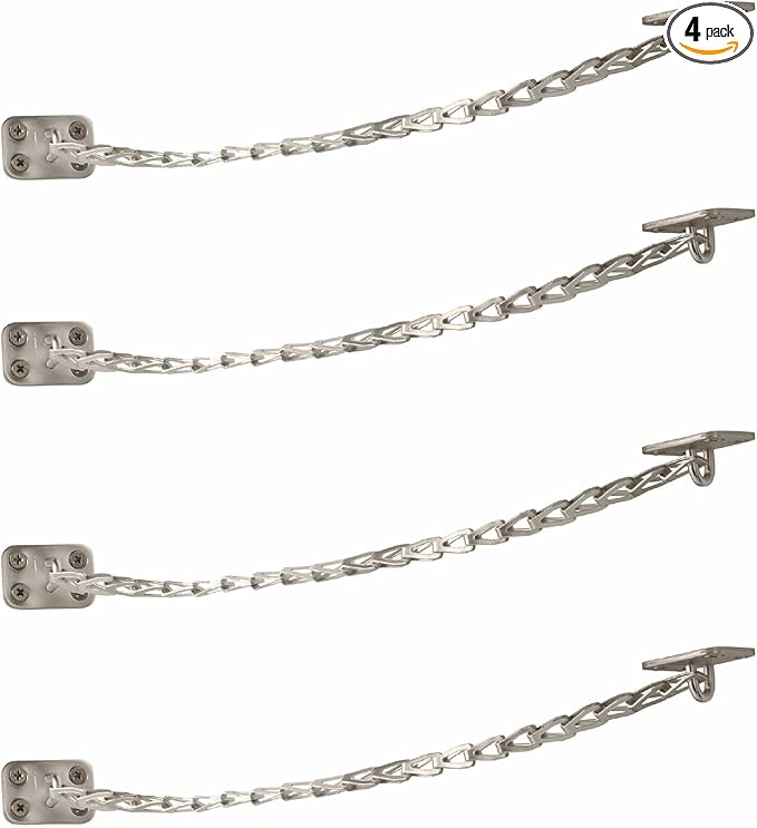 MEGA HANDLES Transom Door Chain 12-Inch, Door Chain Stopper for Transom Windows, Cabinet Door Restraint, Chain Lid Support, Durable Transom Window Hardware for Enhanced Safety - Satin Nickel