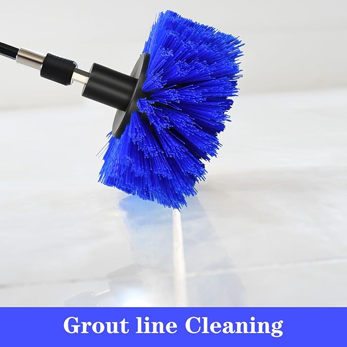 4pcs Drill Brush Attachment Kit, 2025 New Grout Drill Brush Set, All Purpose Power Scrubber Cleaning Kit for Bathtubs, Tile Grout Lines, Bathroom, Showers, Tile, Tile Seams