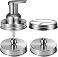 Mason Jar Bathroom Accessories Set(4pcs)-Jars Not Included - Foaming Soap Dispenser and Jars Lids for Regular Mouth jar, Wide Mouth Toothbrush Holder lid, Farmhouse Decor-Brushed Nickel