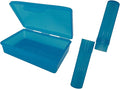 Blue Toothbrush Covers & Soap Box Set - Matching Colors - Tooth Brush Cover Cap, Soap Dish Travel, Soap Dish Holder Travel - Plastic Portable Set with Cover