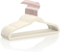 MIZGI Kids Velvet Hangers,Non-Slip Big Kids Hangers,14 Inch Hangers for Youth,Teen Clothes,Pack of 50（Ivory/Rosegold）