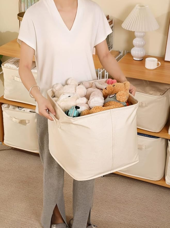 Decorative Basket Rectangular Fabric Storage Bin Organizer Basket with Handles for Clothes Storage