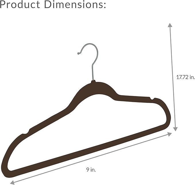 Simplify Slim Velvet Clothes Hangers | 100 Pack | Non-Slip | Shirts | Suit | Pants | Dresses | Garments | Closet Storage & Organization | Durable | Chocolate