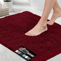 GORILLA GRIP Bath Rug Mat 48x17, Soft Absorbent Chenille, Quick Dry Microfiber Mats, Rubber Backing Washable Shower Floor Rugs, Bathmat Runner, US Designed Bathroom Home Decor Accessories Burgundy