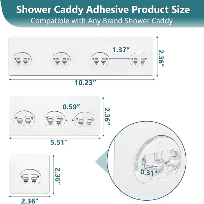 KaiwayInno 14 Pack Shower Caddy Adhesive Replacement, Strong Shower Shelf Adhesive Hooks for Corner Shelf Basket, Bathroom Rack, Kitchen Rack and Soap Holder
