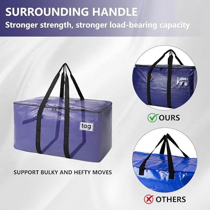 Cryster 8-Pack Heavy-Duty Clear Moving Bags – Extra Large Storage Bags with Strong Handles & Double Zippers, Totes for Storage and Packing