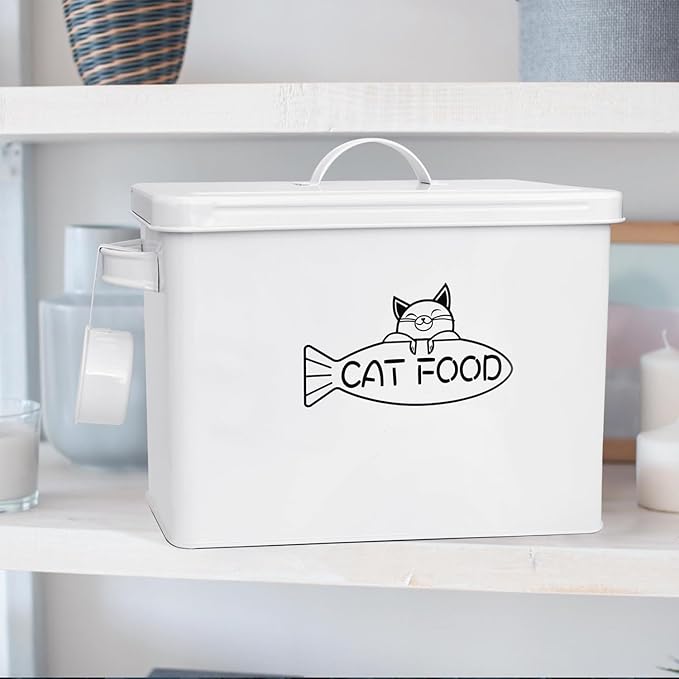Large Dog and Cat Food Storage Container, Farmhouse Pet Food Storage Containers with Lid and Dry Food Scoop, Durable Airtight Cat Container 12-13 lbs Capacity, Great Gift for Pet Owners