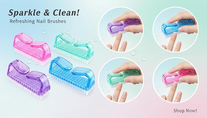 3Pcs Different Kinds of Fingernail brush with Plastic Handle Nail brush for cleaning Fingernails - Easy to use Nail Scrub brush - Nail Cleaner Nail brushes for Hands Feet(pink)