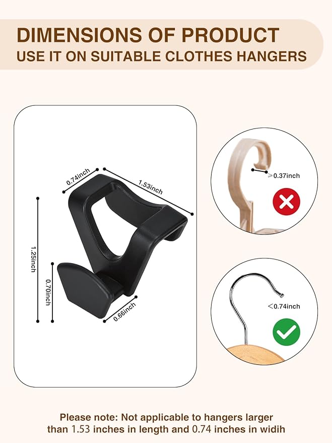 Smartor Clothes Hanger Connector Hooks 30 Pack, Closet Storage and Organization as Hangers Space Saving, Hanger Add on Hook as Closet Organizer, Stacking Hangers, Cascading Space Saver, Black