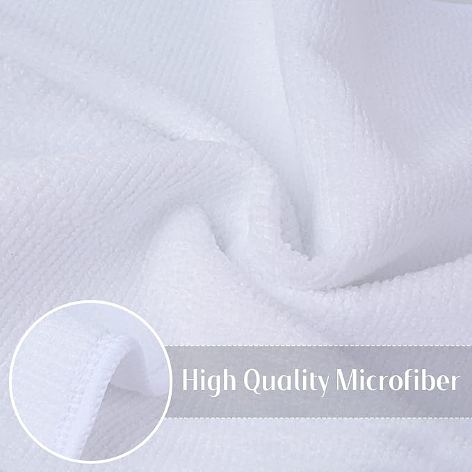 SINLAND Microfiber Cleaning Cloth Dish Cloth Kitchen No Streak Absorbent Dish Rags Lens Cloths 12Inchx12Inch 12 Pack White