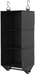 ClosetMaid 3-Shelf Fabric Hanging Closet Organizer with Garment Rod for Shirts, Sweaters, Pants, Hats, Shoes, Purses with Charcoal Black Finish