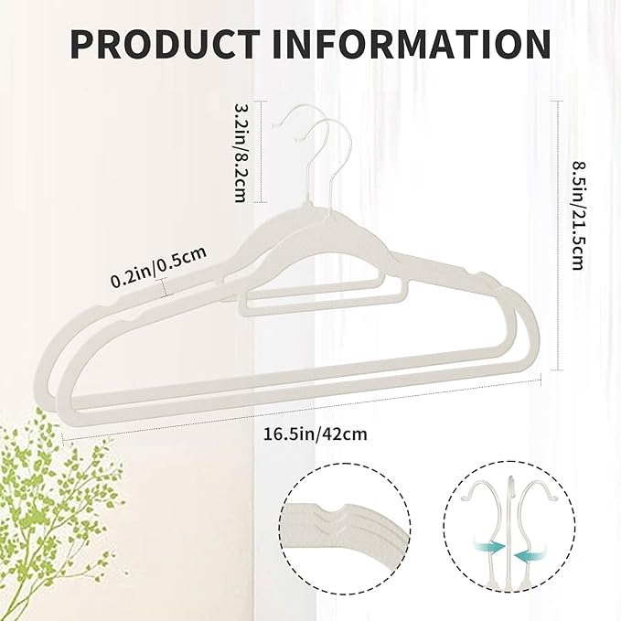 White Velvet Clothes Hangers 30 Pack - Non Slip Hangers, Ultra Slim Hangers, Space Saving Swivel White Hook, Suit, Top, Tie, Shirt, Skirt & Pant Felt Hangers, White Hangers