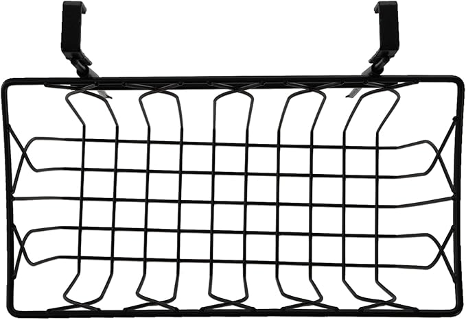 TOPZEA 2 Pack Grid Storage Baskets with Hooks, Metal Hanging Wire Basket Kitchen Over the Cabinet Door Organizer Caddy for Cutting Board, Kitchen Wrap, Foil, Cleaning Supplies, Bakeware, Towel