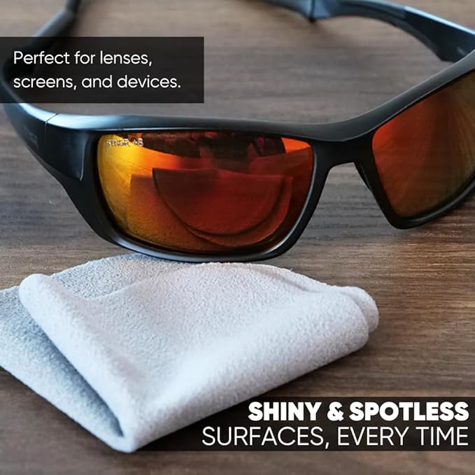 Premium Lens Screen Cleaning Cloth by Microfiber Wholesale | Gray | 8”x8” | 10pk | Soft Microfiber Suede | Compact Size Reusable | No Lint Scratch-Free Durable | Lenses Screens iPads