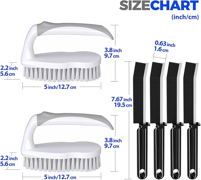 Scrub Brush - 6 Pack, Scrub Brushes for Cleaning, Heavy-Duty Scrub Brush, Stiff Bristles Cleaning Brush, for Kitchen, Bathtub, Floor and Wall Surfaces, Green