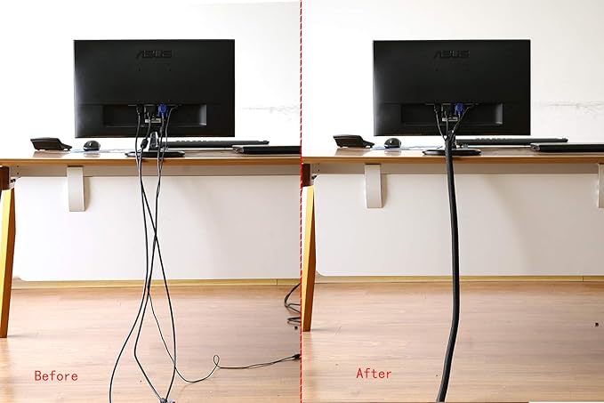 Alex Tech 25ft - 3/4 inch Cord Protector Wire Loom Tubing Cable Sleeve Split Sleeving For USB Cable Power Cord Audio Video Cable – Protect Cat From Chewing Cords - Black