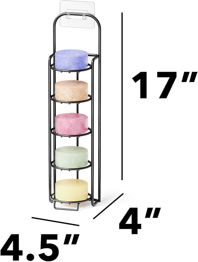 SpaceAid 5 Tier Shampoo Bar Holder for Shower, Self Draining Soap Bar Holders Caddy for Bathroom Wall and Kitchen Sink, Shampoo Bar Dish Rack, Stainless Steel Bar Soap Holder (Black)