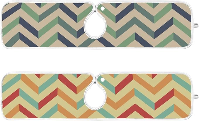 Sink Faucet Absorbing Mat Kitchen Sink Splash Guard Splash Faucet Drip Catcher for RV Bathroom 2PCS 30x5.5in Zigzag Lines