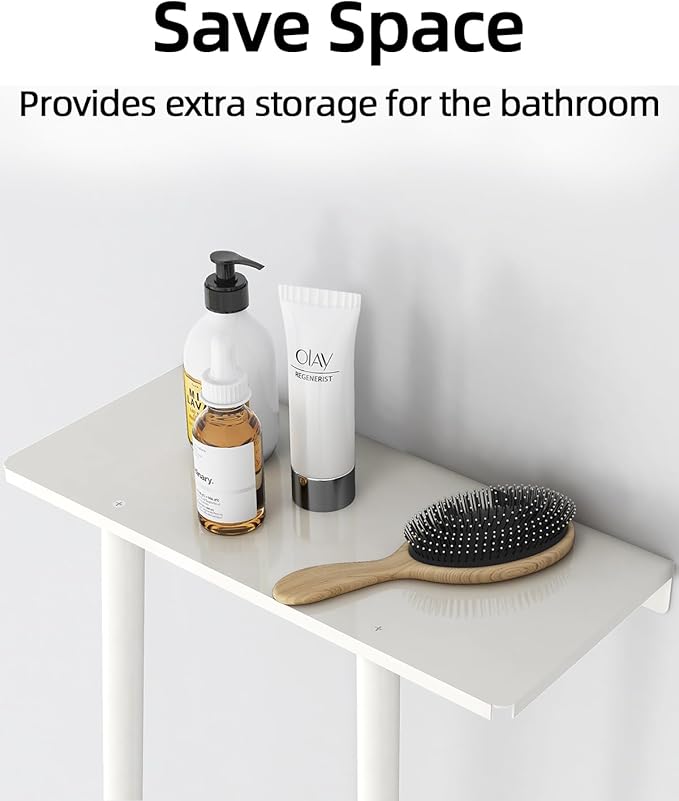 Wall Towel Rack for Rolled Towels, Towel Storage for Small Bathroom Can Holds 6 Large Towels, 30 inch Towel Racks with Shelf, White