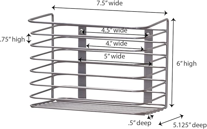 Household Essentials Door Mount Cabinet Organizer, Steel Wire Basket, Attractive Nickel Powder Coating, Great for Saving Space, Mounts to Solid Surface with Hardware Included