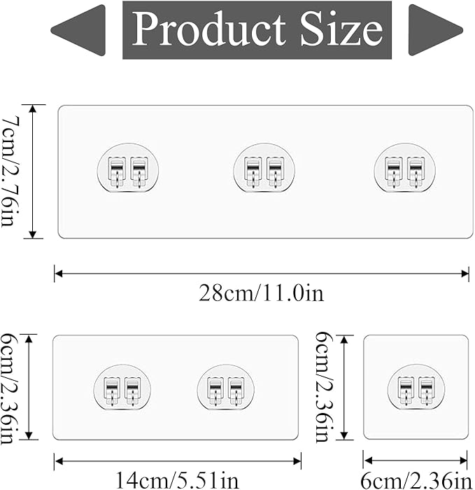 22 PCS Shower Caddy Adhesive Replacement Waterproof No Drilling Shower Shelf Adhesive Replacement Transparent Adhesive Hooks Stickers for Bathroom Storage Shelves Toothbrush Holder Kitchen Racks