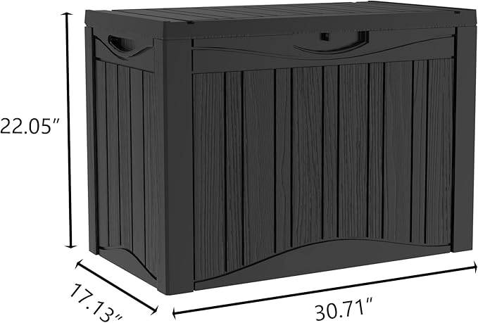 Outdoor Storage Box Waterproof, 50 Gallon Lockable Resin Deck Box Small, Patio Storage Bin for Pool Accessories Cushion Furniture, Garden Tools, UV-Resistant Outside Delivery Black