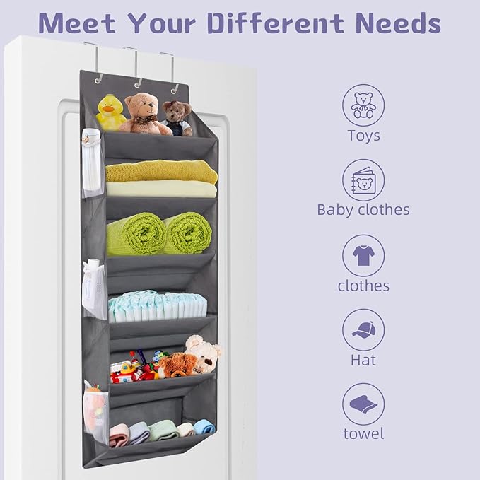 Miracsnail Over the Door Shoe Rack Organizer Hanging Fits 12 Pairs Shoes with 6 Mesh Pockets 6 Deep Large Pockets 50lbs Weight Capacity Behind the Door Storage Organizers for Closet Narrow Door 1 Pack