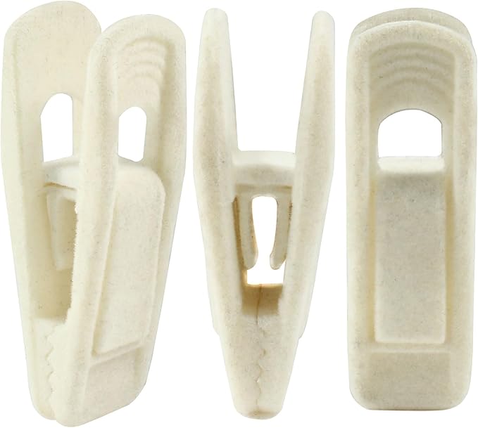 Litoexpe 20 Pcs Beige Velvet Hangers Clips, Pants Hangers Velvet Clips, Strong Finger Flocked Clips for Thin Felt Hangers