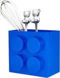 Magnetic Basket Organizer for Fridge - Lego-Style ABS Plastic Storage Box,No Drill Design for Kitchen Counter, Microwave & Whiteboard, Holds Up to 3.5 lbs (Blue)