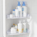 Sotfamily Plastic Shower Caddy Corner (For 90° Only), 2 Pack Adhesive Corner Shower Shelves for Bathroom Organizers and Storage, Crystal