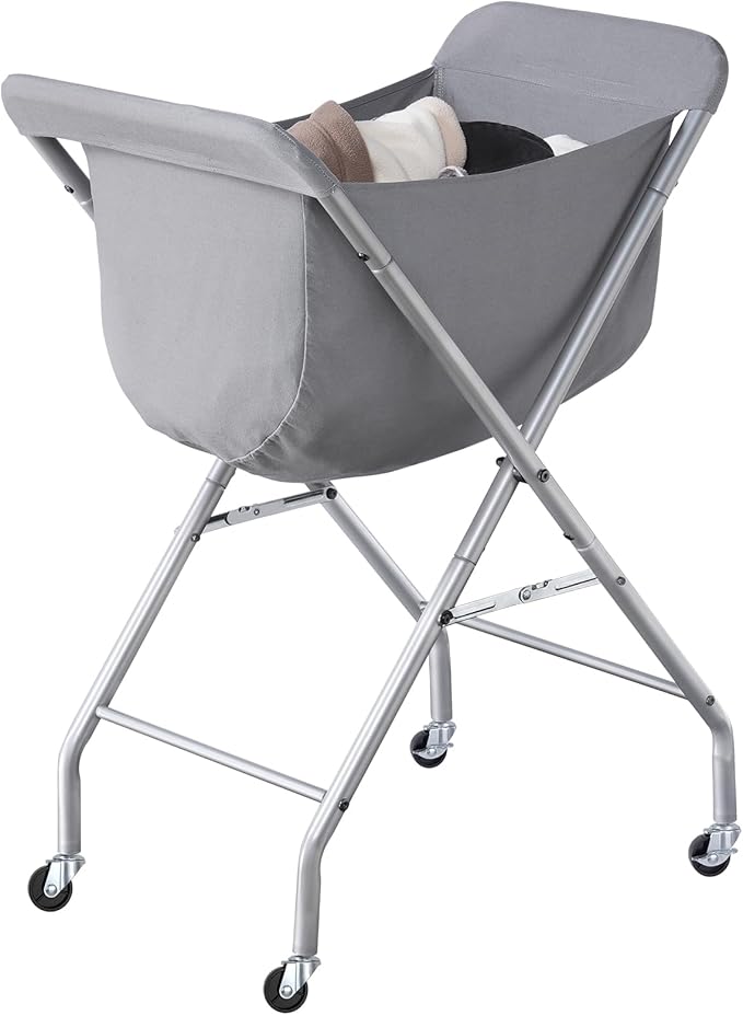ELYKEN Laundry Cart with Wheels, 32”H Easy Rolling Laundry Hamper with Removable Liner Bag, Sturdy Metal Frame Clothes Basket with 4 Casters and 2 Brakes