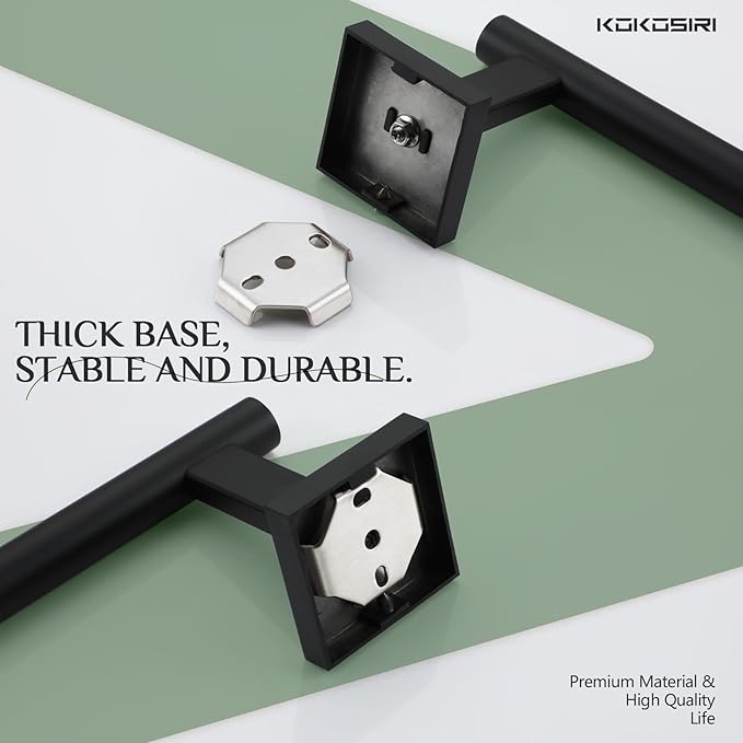 KOKOSIRI Towel Bar Matte Black Bathroom Hardware Hand Towel Rails Wall Mounted Kitchen Toilet Cabinet Paper Holder, Stainless Steel B3008BK