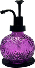 Vintage Soap Dispenser for Bathroom,Glass Kitchen Soap Dispenser with Pump,Farmhouse Antique,Cute Small Rustic Decor(Purple)