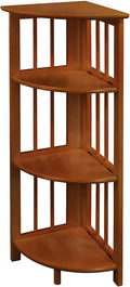 Casual Home 4-Shelf Corner Folding Bookcase, Honey Oak