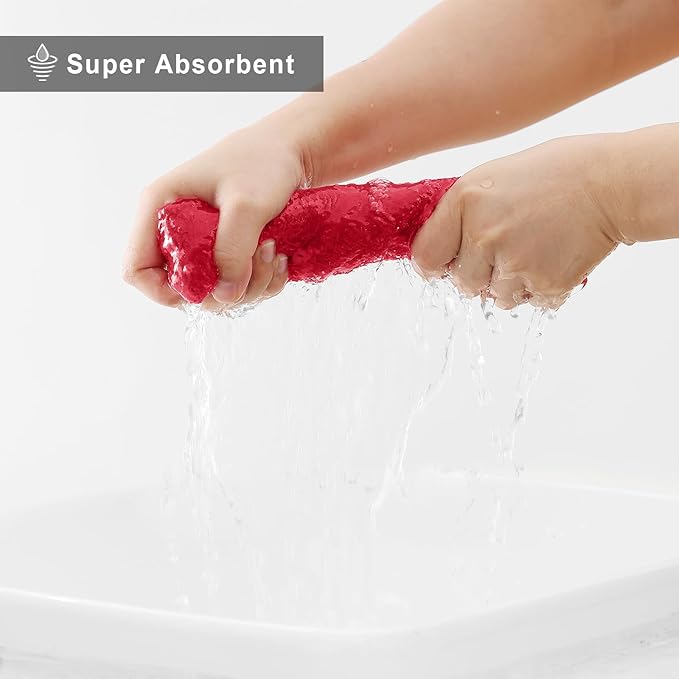 Homaxy 12 Pack Dish Towels for Kitchen (10 x 20 Inches, Red), Super Soft and Absorbent Coral Velvet Dish Cloths for Washing Dishes, Nonstick Oil Fast Drying Microfiber Cleaning Cloth