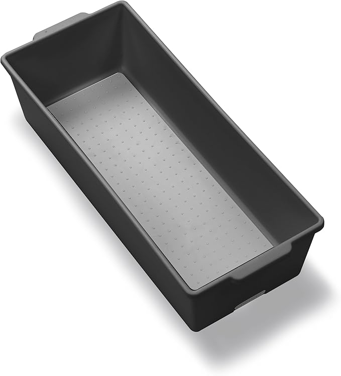 madesmart Deep Storage Bin, Multipurpose Organizer for Kitchen, Bathroom & Office, Organizer for Cutlery, Peeling Tools, Spatulas, Non Slip, Soft Grip Lining, Durable, Granite